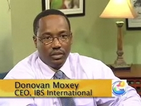Mr. Donovan Moxey, CEO IBS International, presenting National Prescription Drug Plan website 